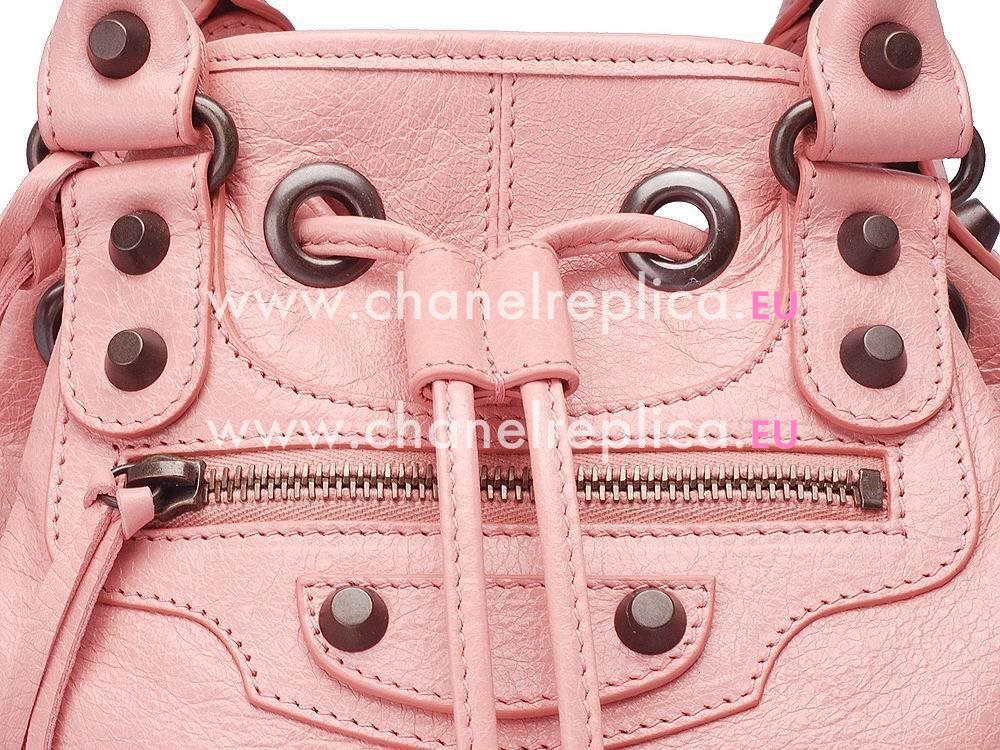 Balenciage Pompon Lambskin Aged Brass hardware Classic Mini Bag Pink B4545421