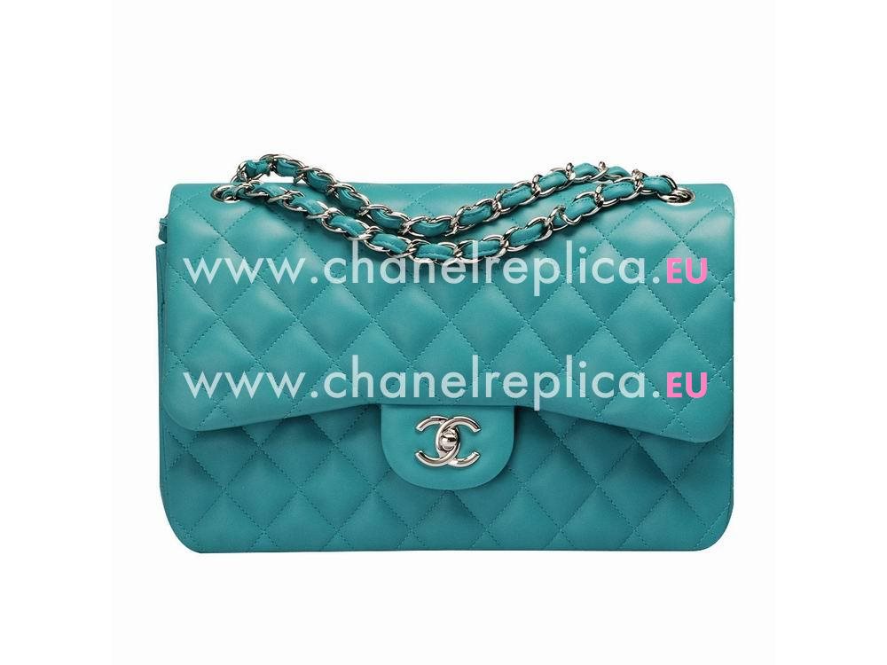 Chanel Lambskin Jumbo Coco Bag Blue Green (Silver) A58600BGS