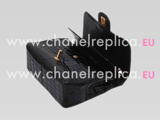 Chanel Real Crocodile Coco Bag With Gold Chain Black A51458