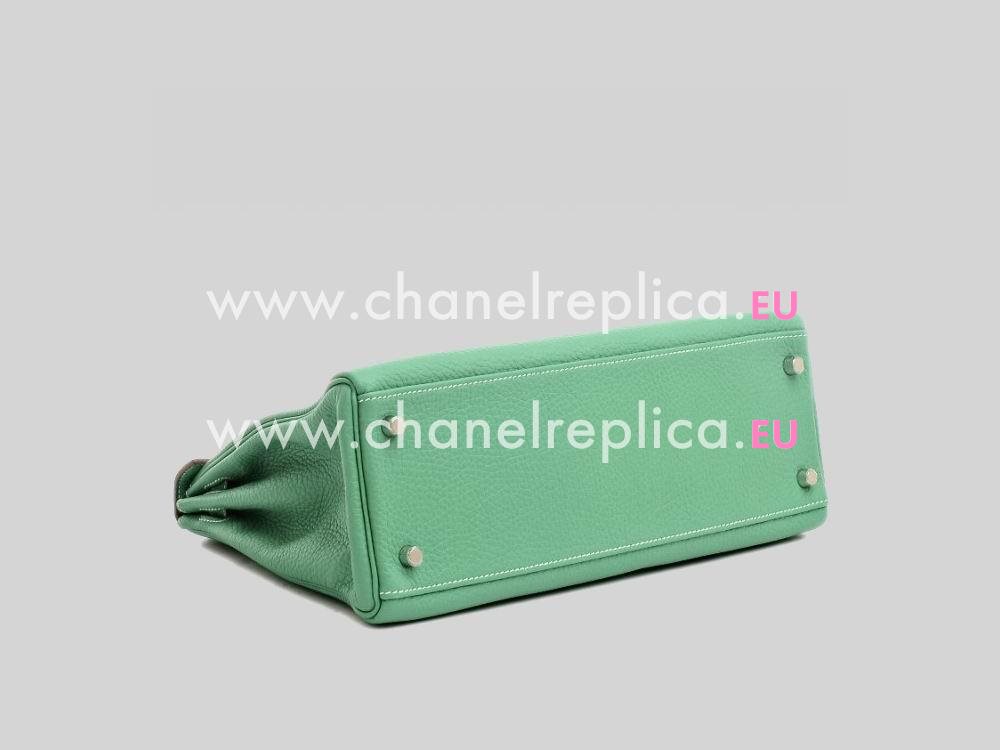 Hermes Kelly 32cm Clemence Leather Palladium Hardware Green H10489