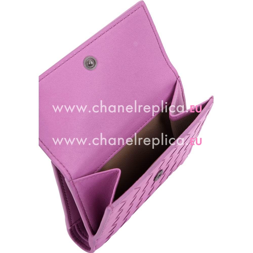Bottega Veneta Classic Nappa Leather Woven Wallet Pink Purple BV7041302