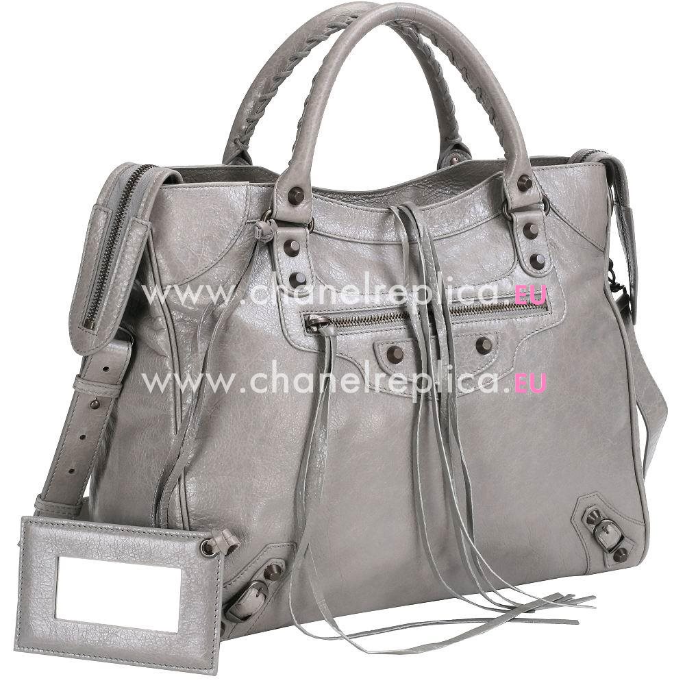 Balenciage Velo Lambskin Aged Brass hardware Bag Gray B5258943