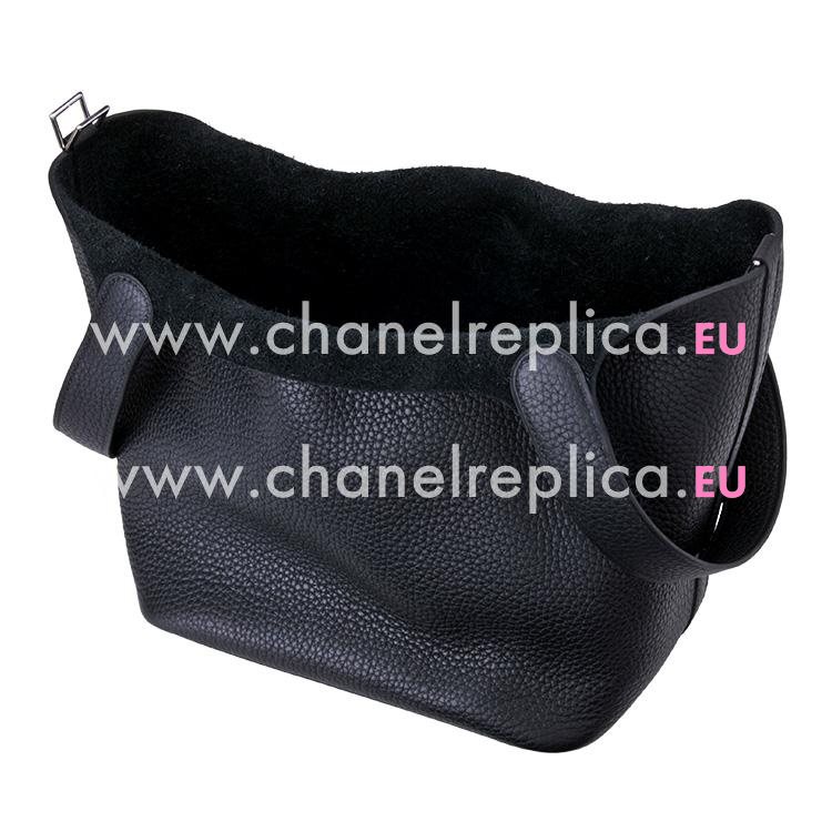 Hermes Picotin Lock 18 Clemence 89 Noir Handbag With Palladium Hardware HPI1889NOIR