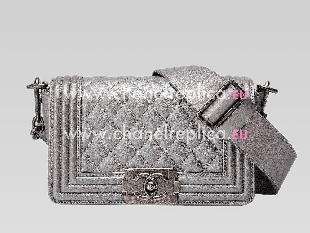 Chanel Boy Mini Lambskin Bag Antique-Silver Hardware Calx A481608