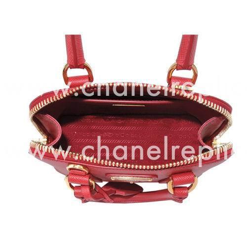 Prada Lux Saffiano Classic Triangle Logo Cowhide Handle/Shoulder Bag Red PR61017010