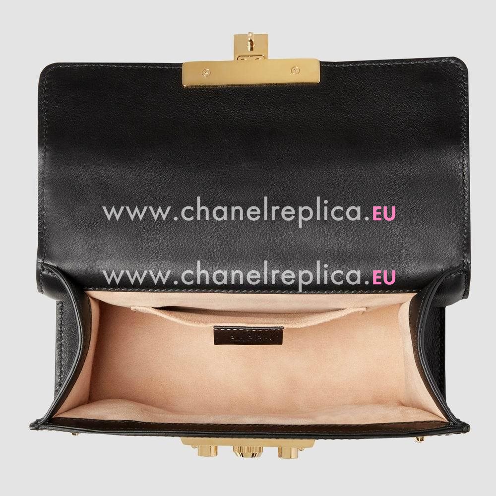 Gucci Padlock Glass pearl rivet GG Leather Shoulder Bag Black G432182 DLXDG 1088