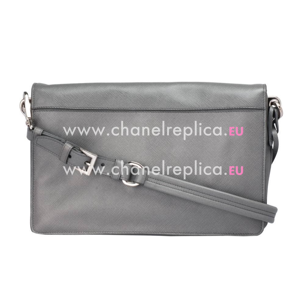 Prada Soft Saffiano Triangle Logo Bag Gray PR5417705