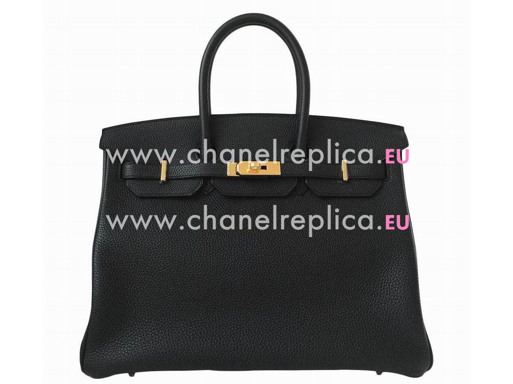 Hermes Birkin 35cm Togo Leather Black Gold Hardware Hand Sew H1043BLA