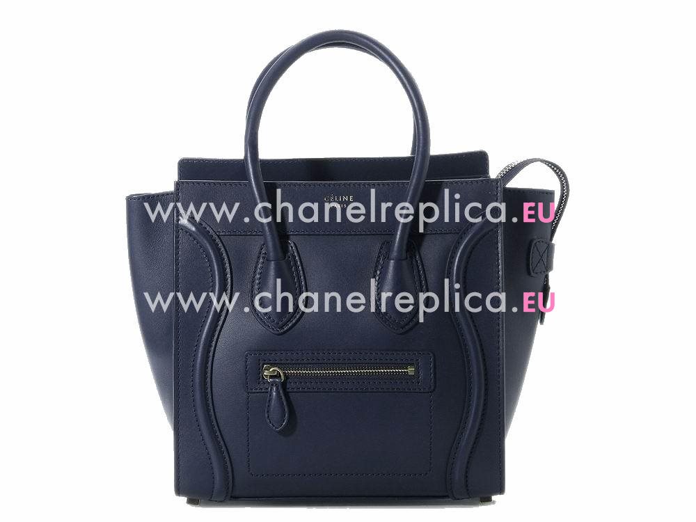 Celine Calfskin Nano Luggage Micro Mini Bag Deep-Blue CE94379