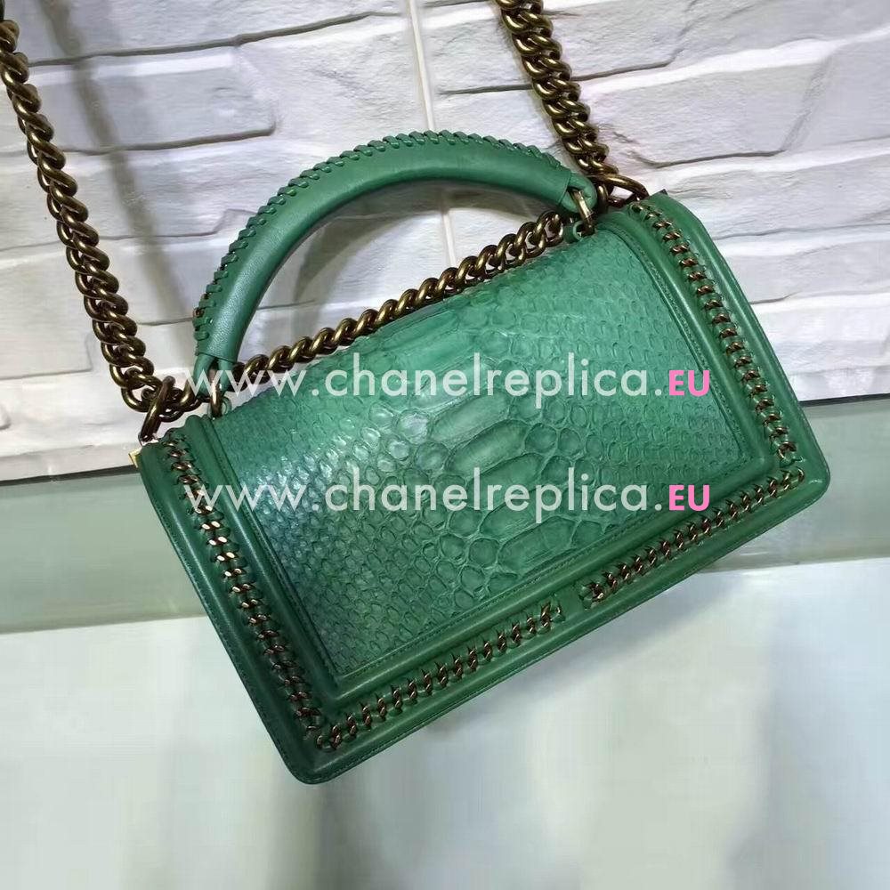 Chanel Boy Cuprum Hardware South Africa Python Skin Emerald Green C7032801