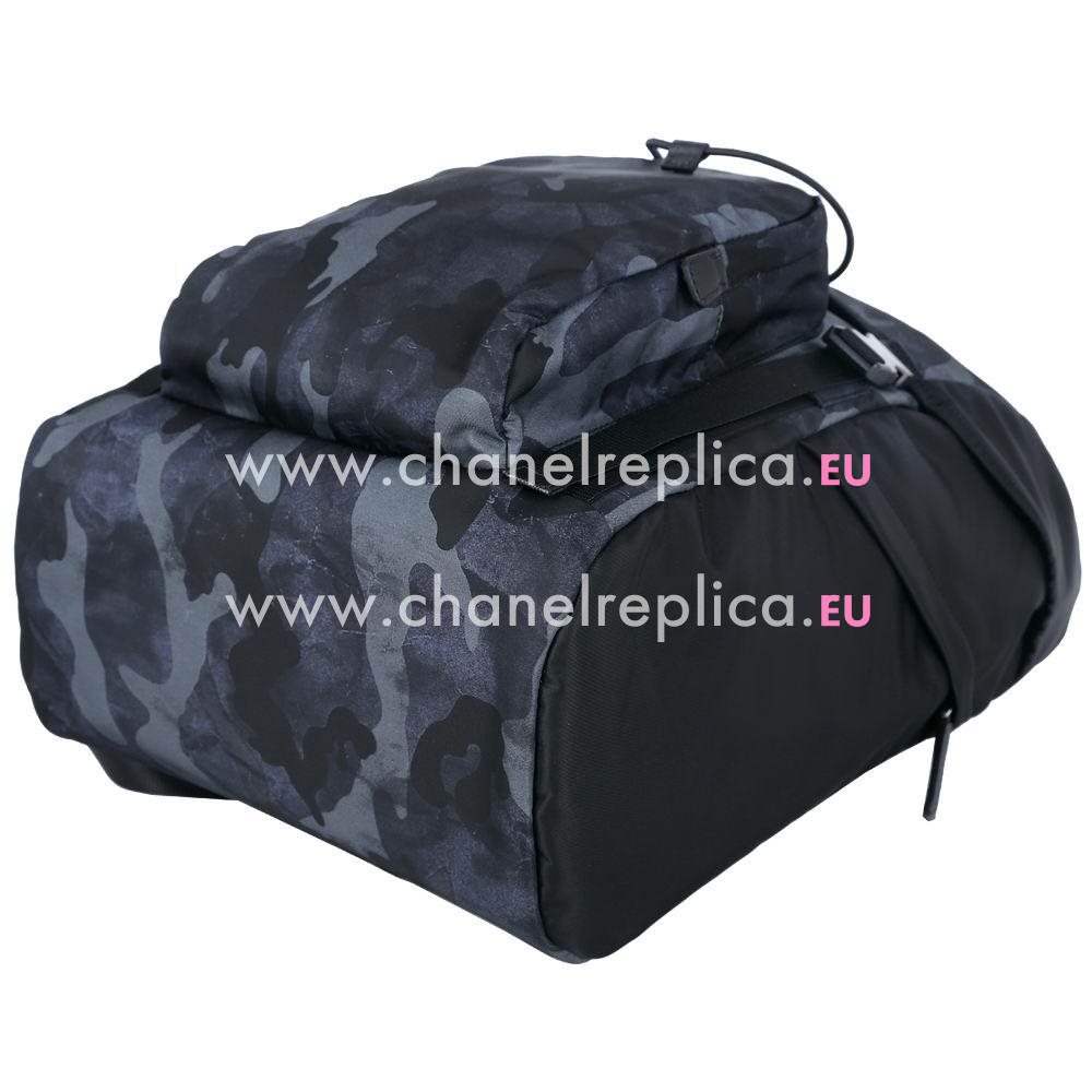 Prada Multifunction Camouflage Nylon Backpack Black Blue P7021602