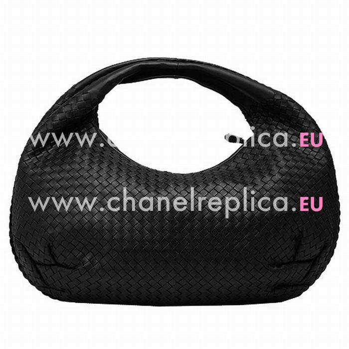 Bottega Veneta Classic Intrecciato Nappa Weave Falcate Shoulder Bag In Black B5153156