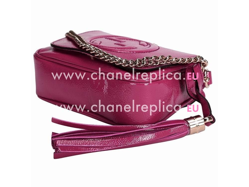 Gucci Soho GG Calfskin Patent Leather Bag Peach Red G509811