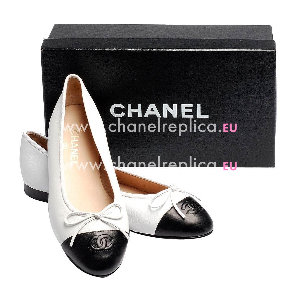 Chanel Double CC Lambskin Patent Leather Shoes In Black / White C2269485