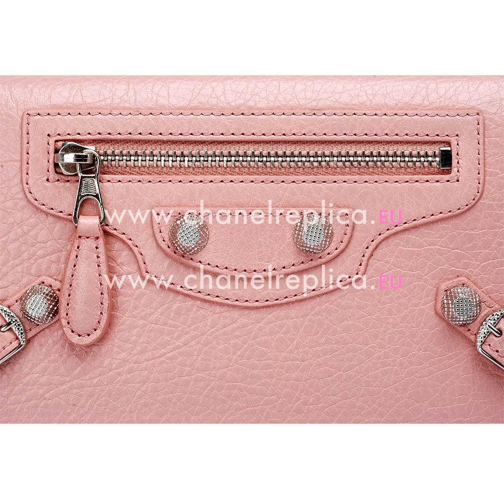 Balenciaga Holiday Giant Money Lambskin Silvery Hardware Wallets Pink B2055128