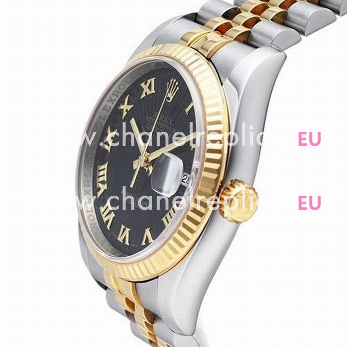 Rolex Datejust Automatic 37mm 18K Gold Stainless Steel Watch Black R116233-9