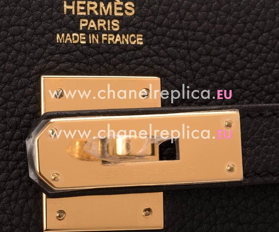 Hermes Black Togo Retourne Kelly 35cm Gold Hardware Hand Sew Bag HK1035HJS