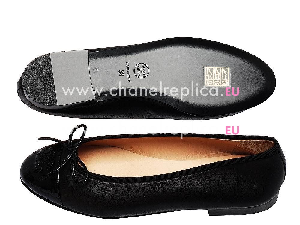 Chanel Double CC Lambskin Bowknot Shoes In Noir G02820