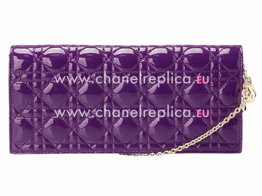 Dior Cannage Lambskin Patent Evening Cluch Purple D481293