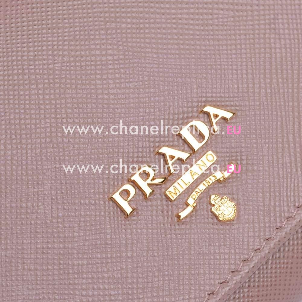 Prada Saffiano Pattina Embossment Logo Cowhide Wallet In Pink PR61017024