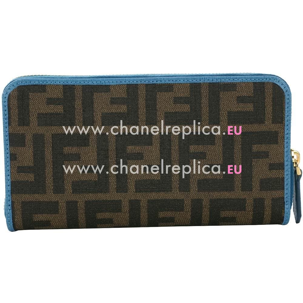 FENDI Forrver Classic Calfskin Jacquard Weave Wallets Blue F4618354