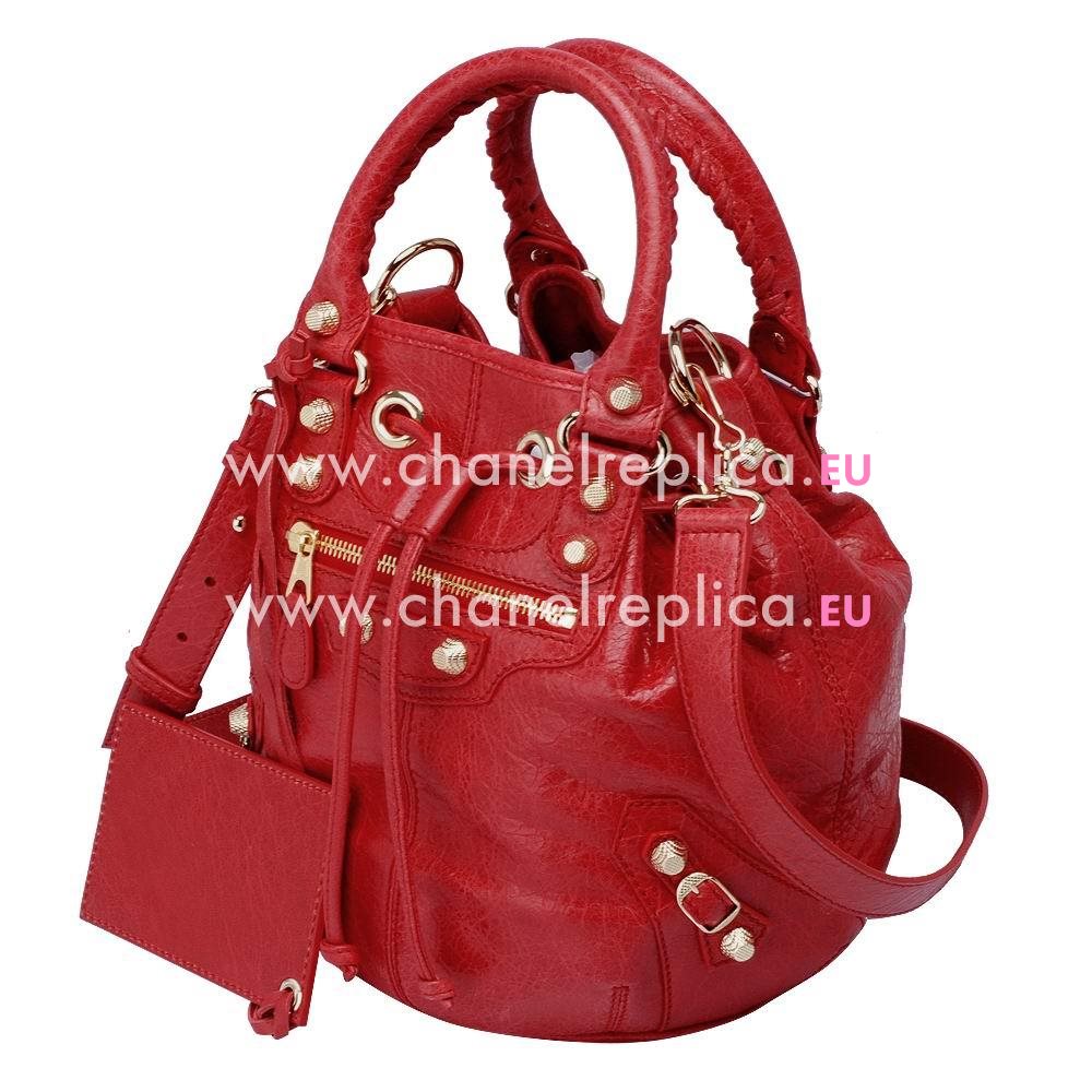 Balenciage Pompon Lambskin Gold hardware Classic Mini Bag Poppy Red B4545423