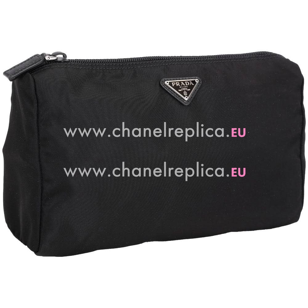 Prada Classic Triangle Logo Nylon Cosmetic Bag Black P7010404