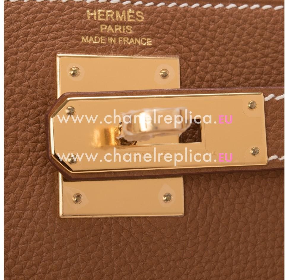 Hermes Kelly 28cm Gold Togo Leather Gold Hardware Hand Sew Bag HK1028GTK
