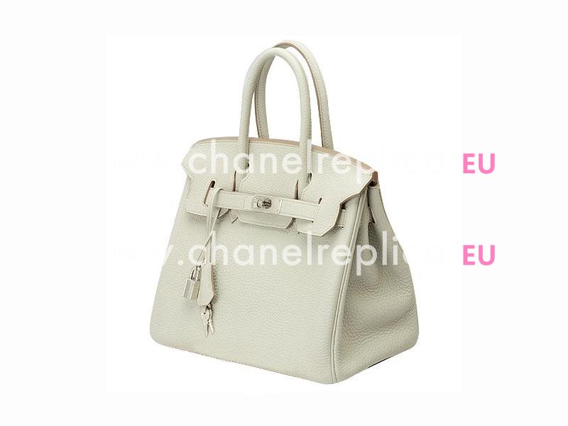 Hermes Birkin 30 Clemence Leather Ivory White Palladium H1042IW