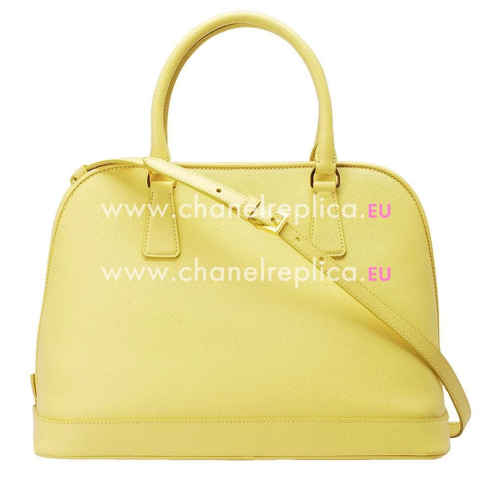 Prada Lux Saffiano Cowhide Handle/Shoulder Bag Yellow PR61017005