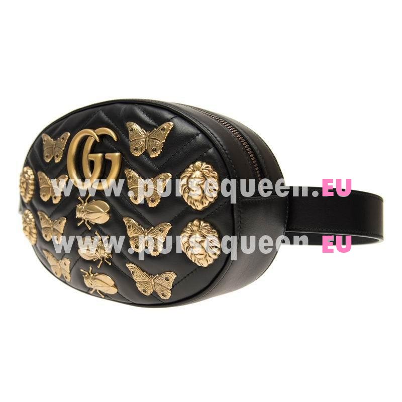 Gucci GG Marmont Matelassé Leather Belt Bag Black 491294DTDNT1000