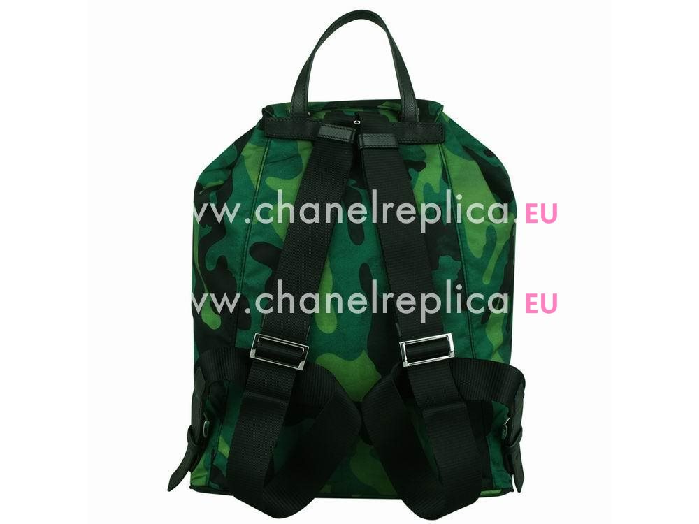 Prada Classic Triangle Logo Nylon Camouflage Backpack Green PR55530