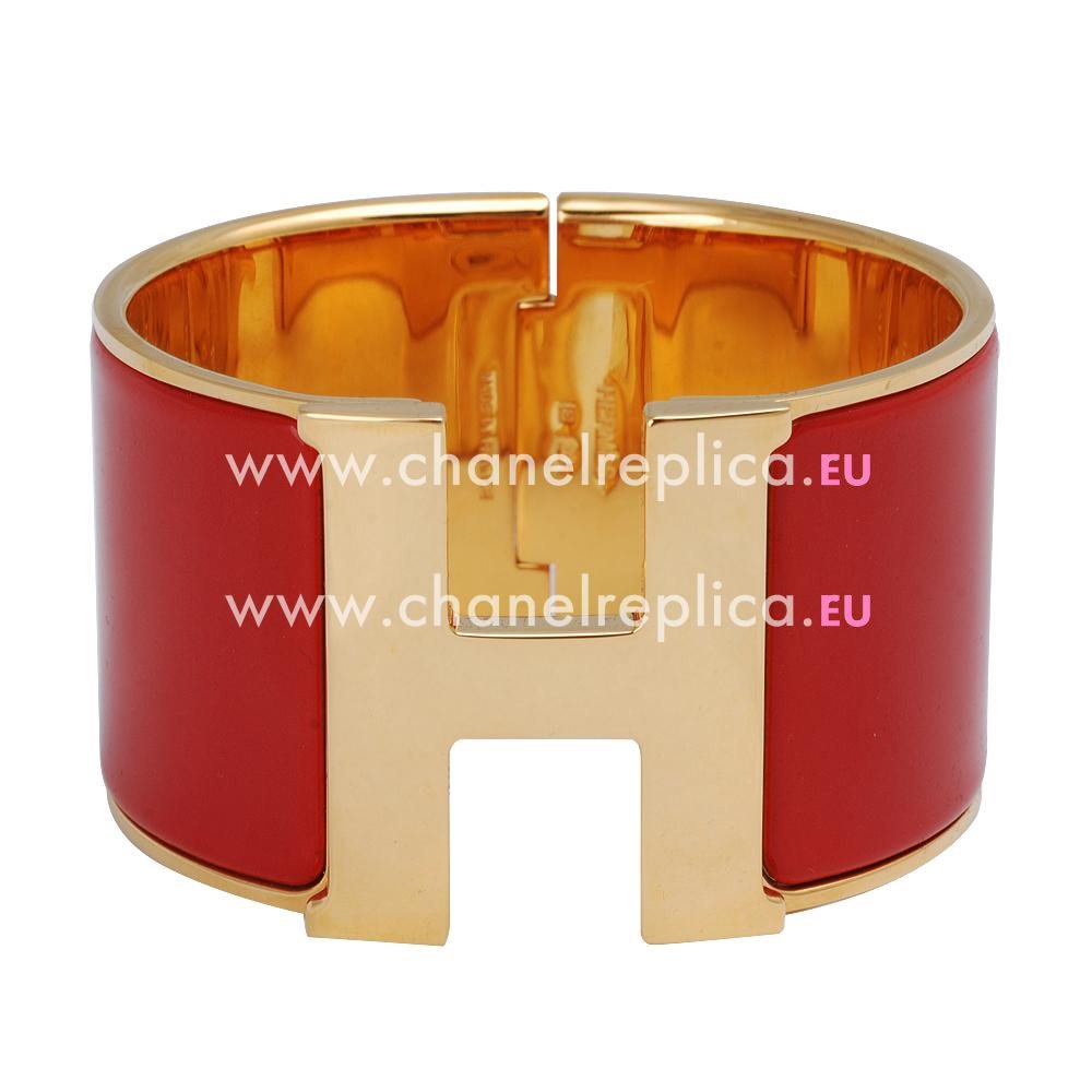 Hermes Enamelled Click H Logo Q-Bracelet Rose Gold/Red HC411073