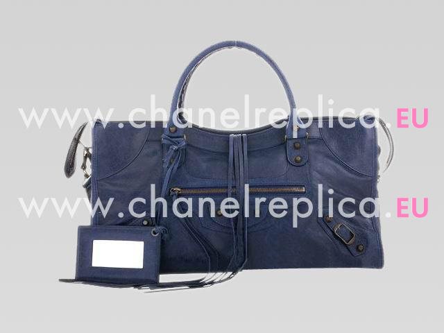 Balenciage Part Time Top Leather Bag Deep Blue 168028DB