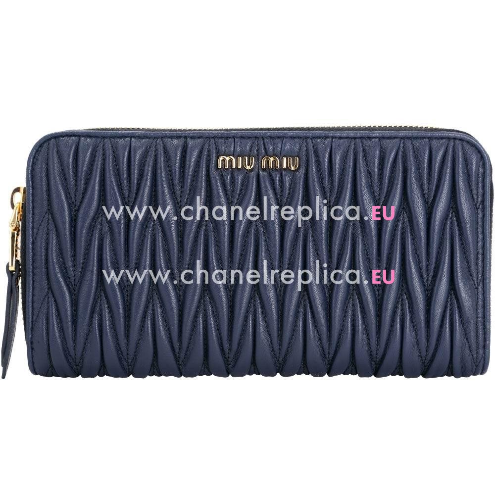 Miu Miu Matelasse Wrinkle Nappa Wallet In Pink M7042612