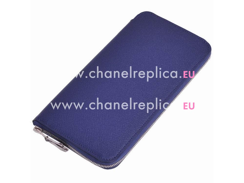 Hermes Silk In Epsom Leather Long Wallet Dark Blue H59299