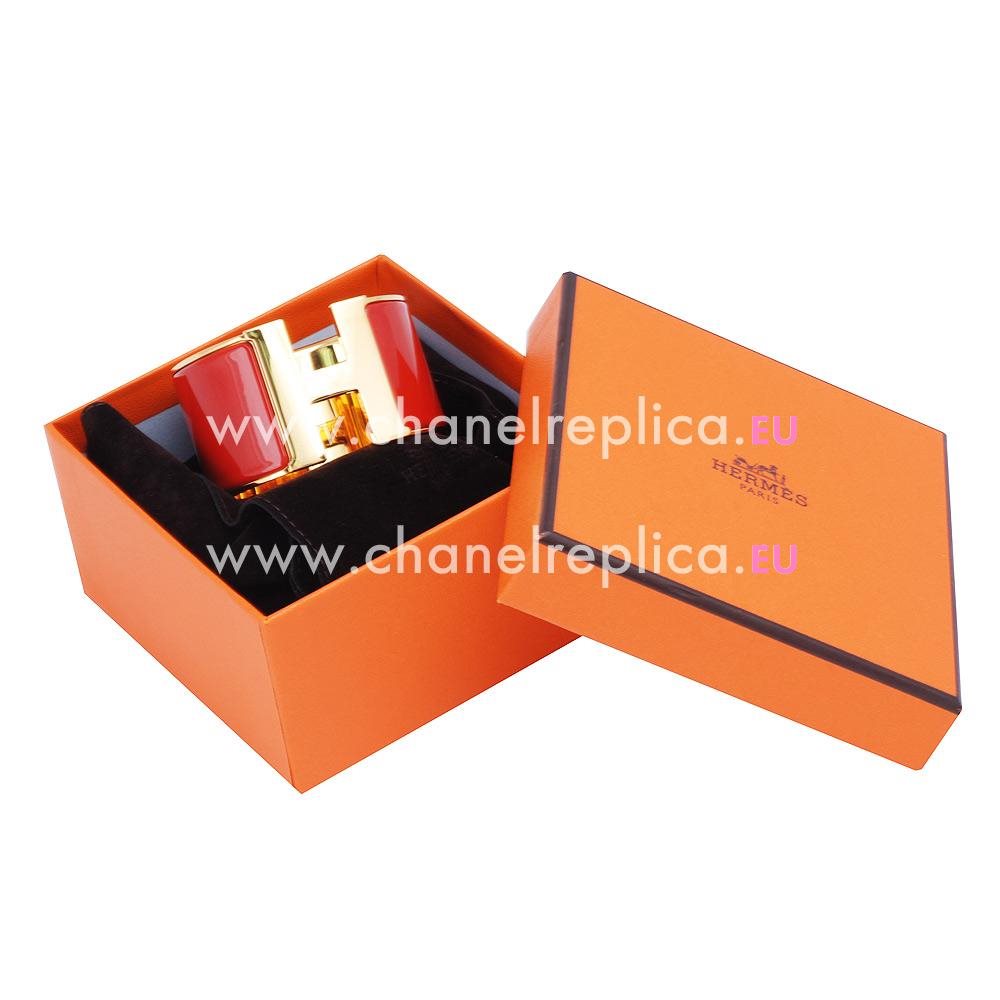 Hermes Enamelled Click H Logo Q-Bracelet Rose Gold/Red HC411073