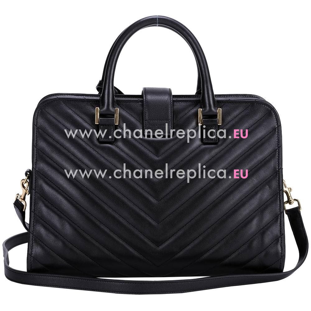 YSL Saint Laurent Cabas Monogram YSL Calfskin Bag In Black YSL5676031