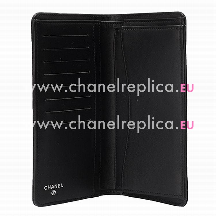 Chanel Caviar Silver CC Long Wallet Black A754076