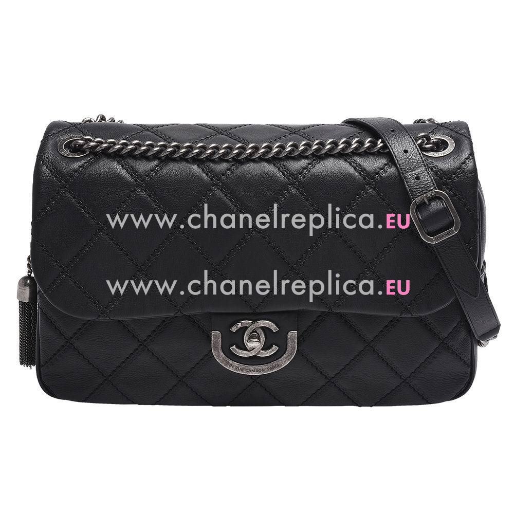 Chanel 31 Rue Cambon Calfskin Quilted Anti-silver Chain Tassels Bag A688345