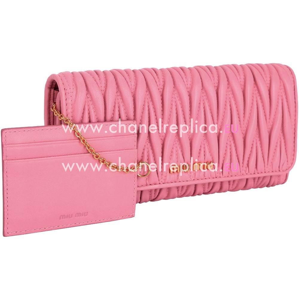 Miu Miu Matelasse Wrinkle Nappa Wallet In Pink M7042607