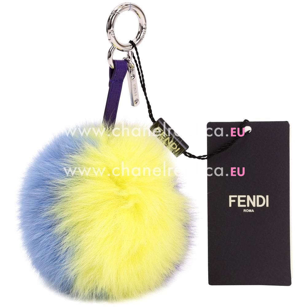 FENDI Pompon Bag Bugs The Fox Pendant Blue/Yellow/Purple F6122814