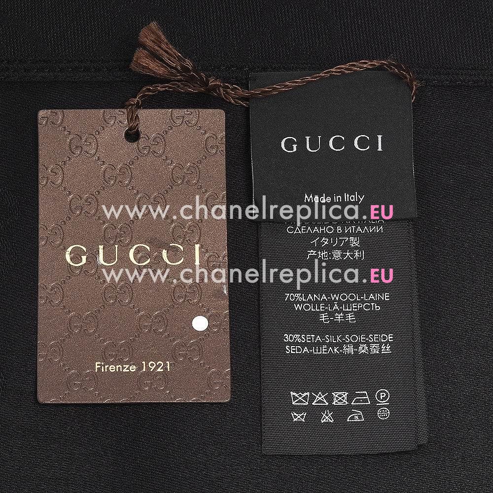 Gucci Classic GG Logo Wool Scarf Black G6111125