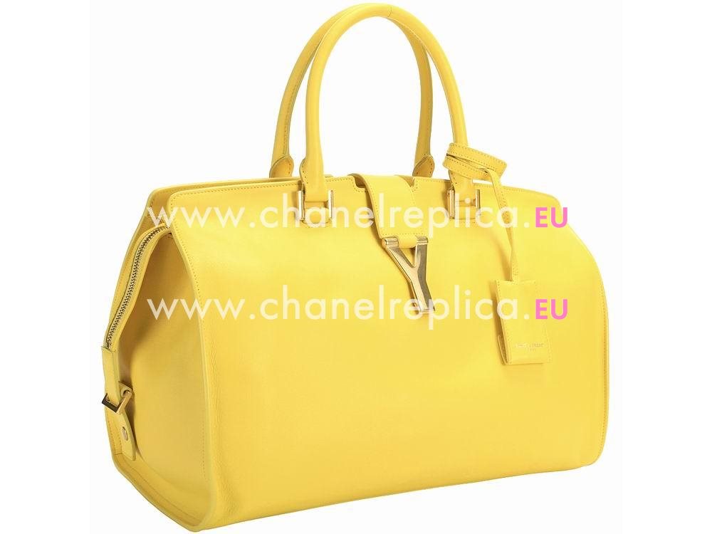 YSL Petit Cabas Chyc Y Calfskin Doctor Medium Bag Yellow YSL497940