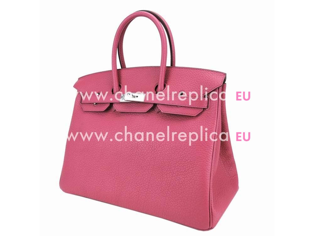 Hermes Birkin 35 Fuschia Clemence Leather Palladium Bag BK35-K5-VF-T-N