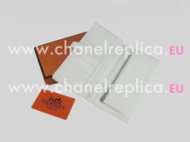 Hermes Dogon Clemence Leather Wallet In White H0005B