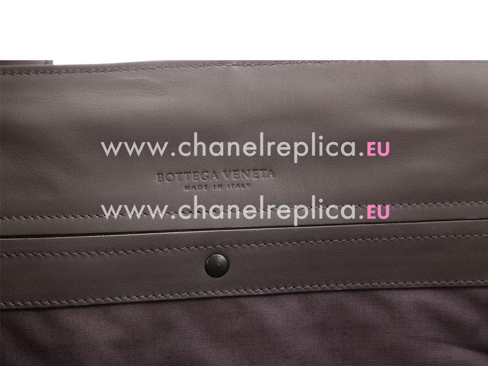 Bottega Veneta Calfskin Leather Woven Bag Taupe Brown BV450746