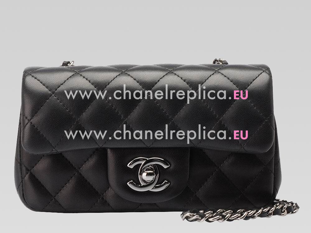 Chanel Lambskin CC Lock Mini Coco Bag Black Silver A47585