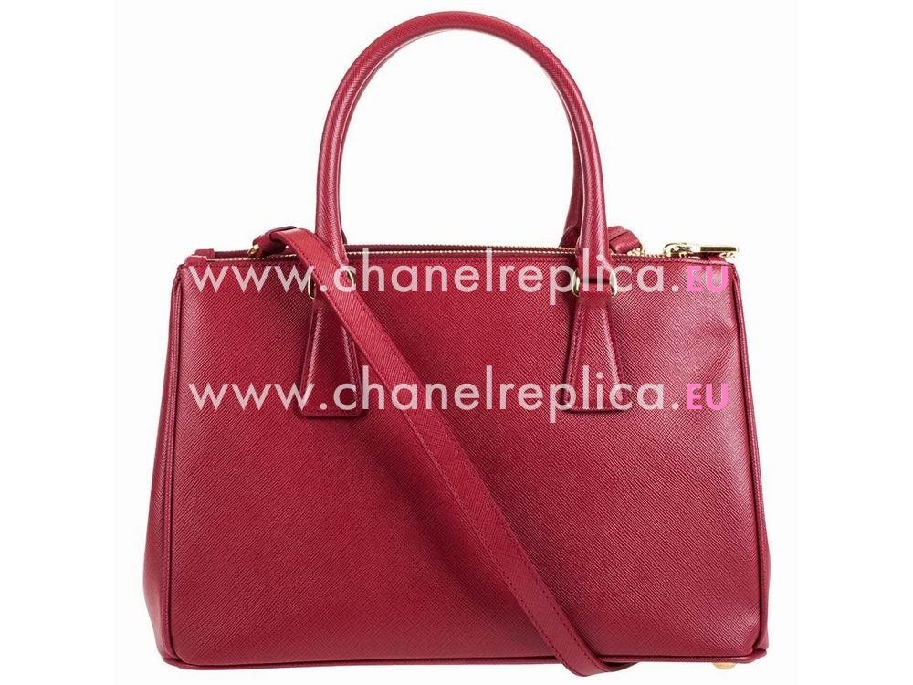 Prada Saffiano Lux Medium Cowhide Handbag In Red PR503171