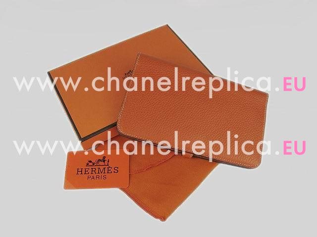 Hermes Dogon Clemence Leather Wallet In Orange HL.001C